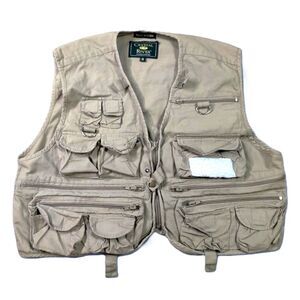 Crystal River Fishing Vest Khaki Size M Multi Pocket Utility Outdoor 100% Cotton